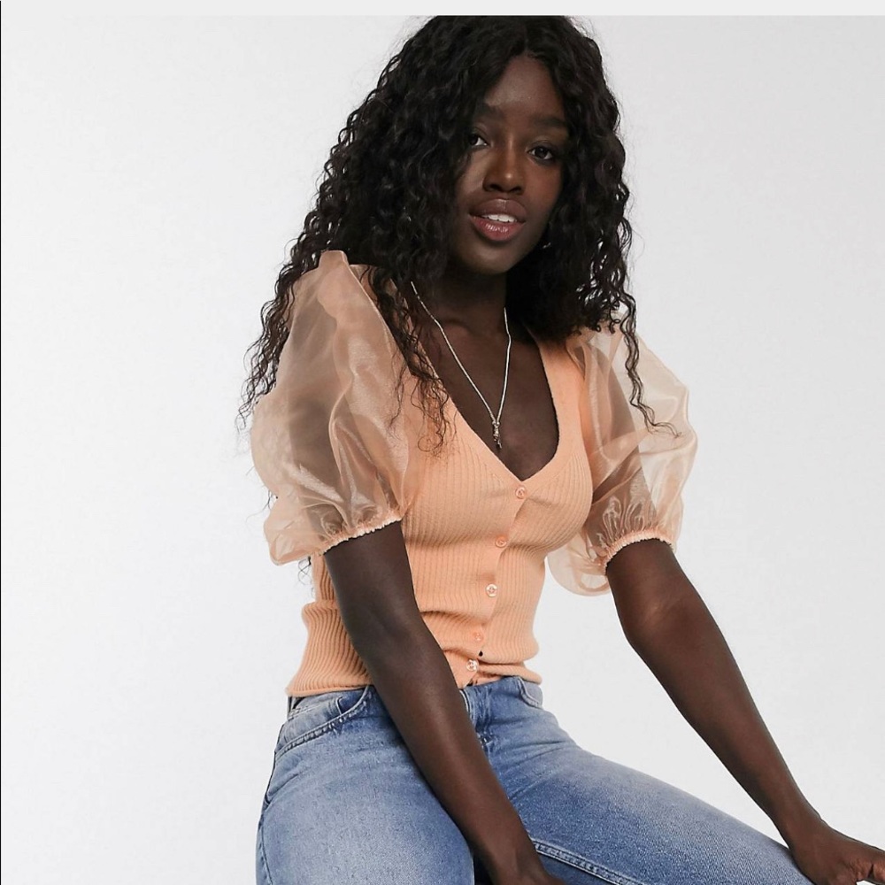 ASOS - Cardigan top organza sleeve